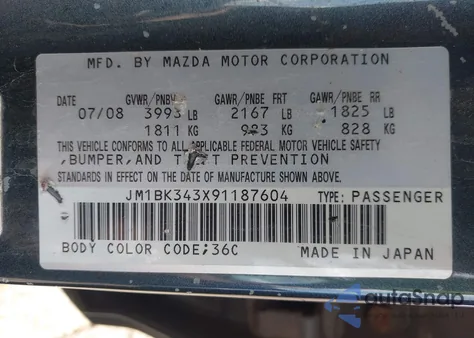 2009 Mazda Mazda3 S Touring из США, поврежденный, VIN JM1BK343X91187604